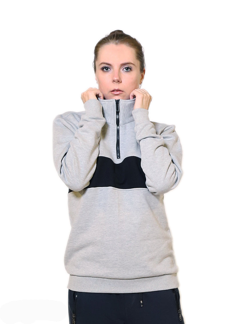 Zipper Neck Sweatshirt Grey for Her